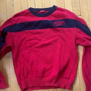 Puma Women's Red and Black Crewneck Sweater